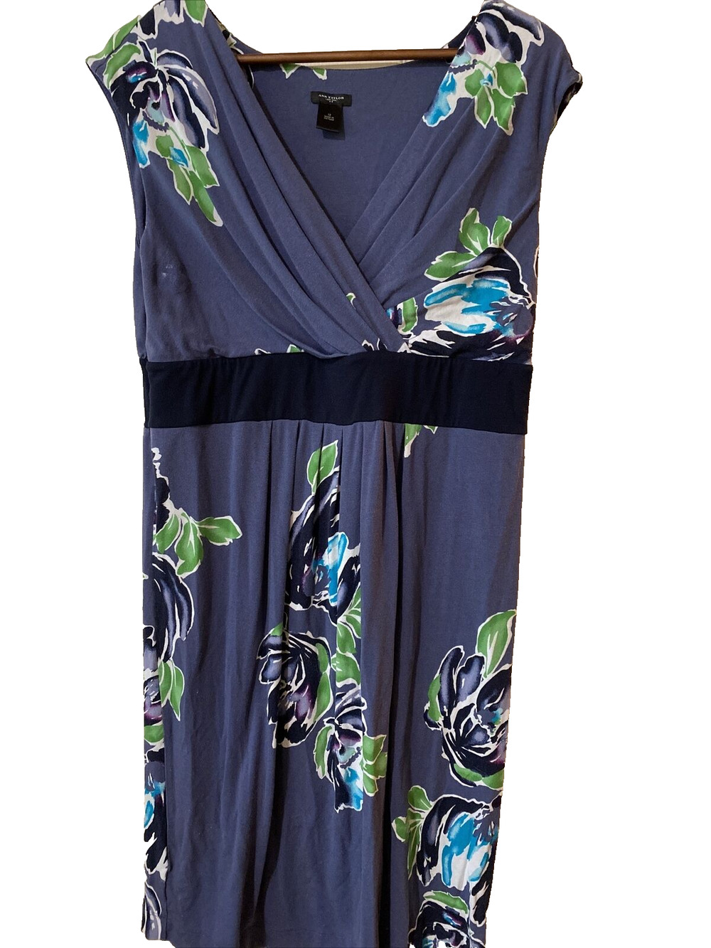 Ann Taylor Faux Wrap Dress Blue Size 12